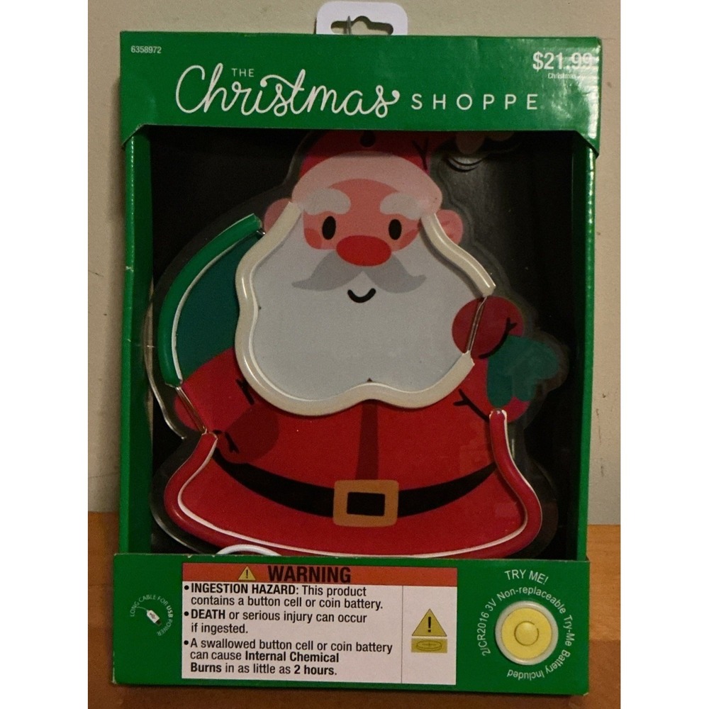 The Christmas Shoppe LED Neon Santa Wall Light, New In‎ Box